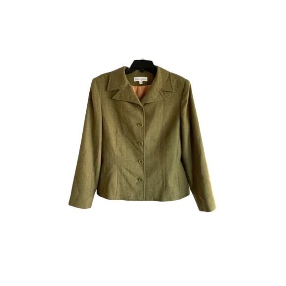 Florine Wachter Green Wool Jacket Blazer Button Down Size 16 Made In USA - Picture 1 of 4